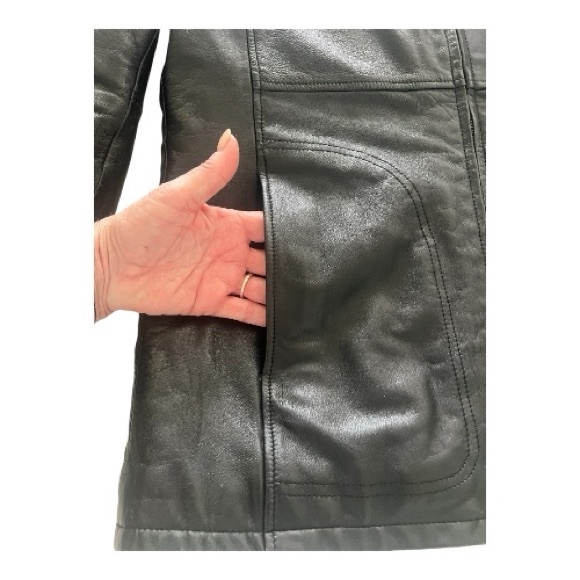 WILSON Black Leather Jacket with Hood | Small | Zips Closed | Fully Lined - Picture 10 of 16